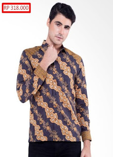Desain Baju Batik Pria Modern Lengan Panjang
