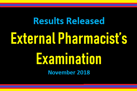 External Pharmacist’s Examination Results – November 2018