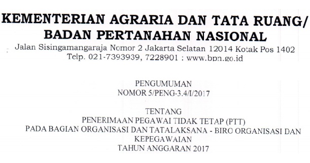 Lowongan Kerja Kementerian Agraria Dan Tata Ruang Republik