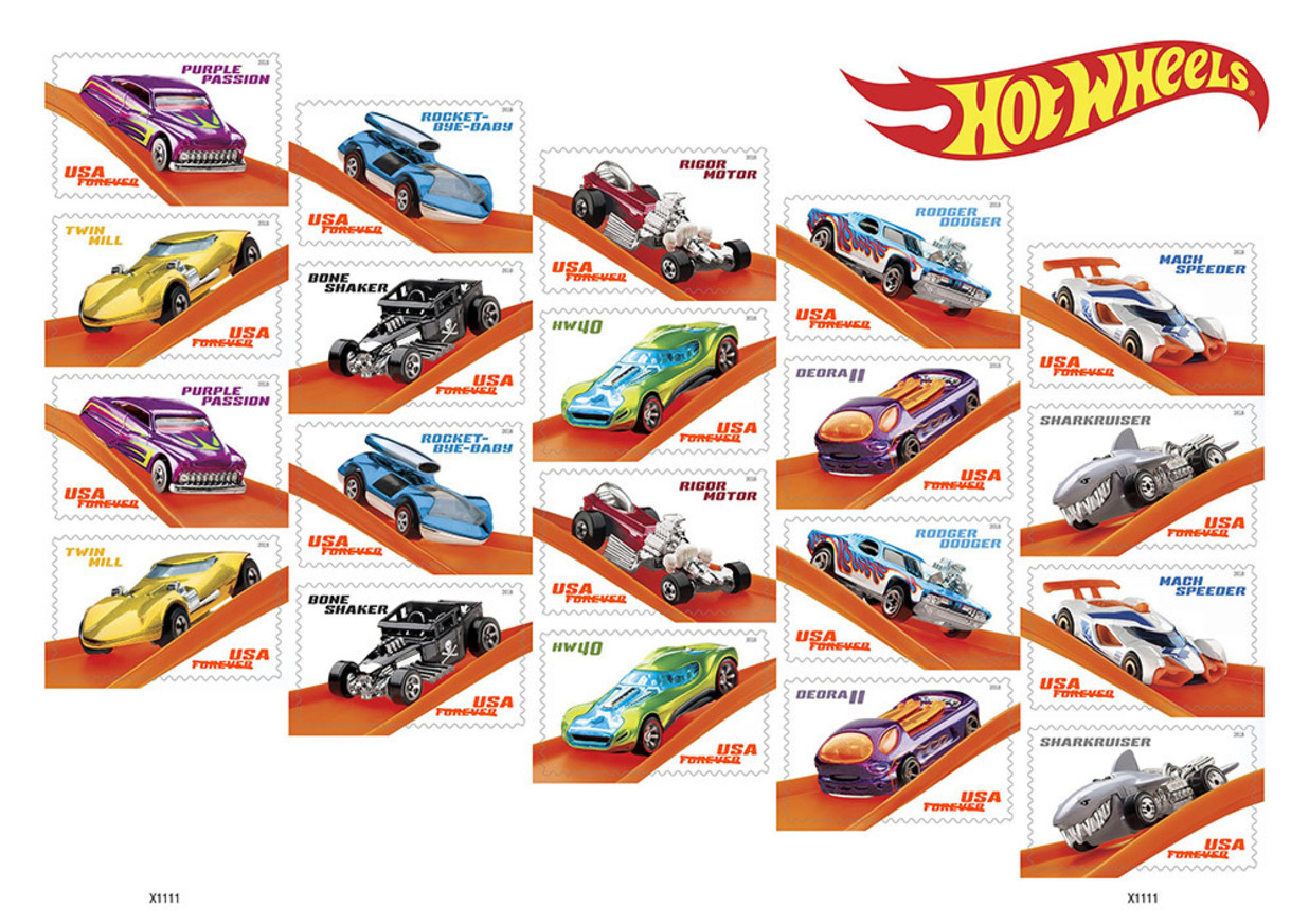 in celebration of the 50th anniversary of hot wheels the united states postal service will issue 20 forever stamps showcasing some of the most outrageous in celebration of the 50th anniversary of hot wheels the united states postal service will issue 20 forever stamps showcasing some of the most outrageous