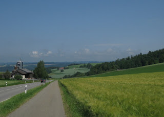 Separated bike path parallels the road, Switzerland