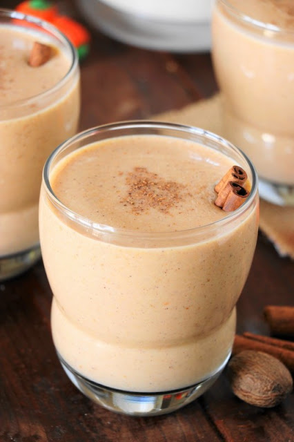 No need to wait until Christmas to enjoy a glass of nog.  Whip up Skinny White Chocolate Pumpkin Nog for Fall.