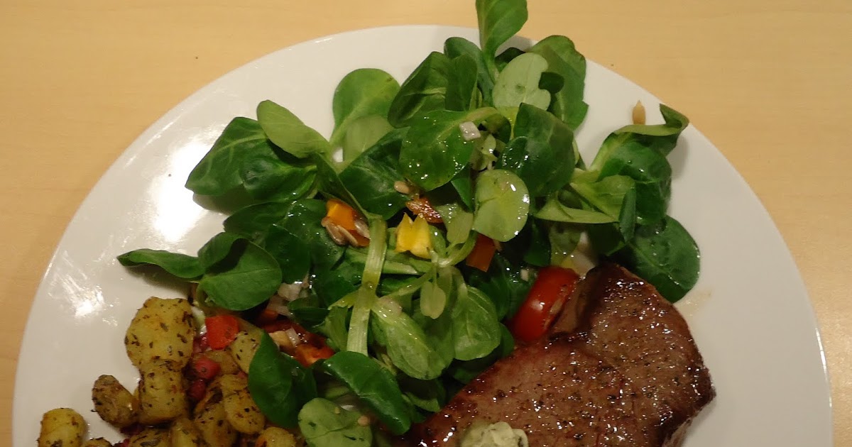 Kreationen à la Fenta: Rindersteak mit Salat + Bratkartoffeln
