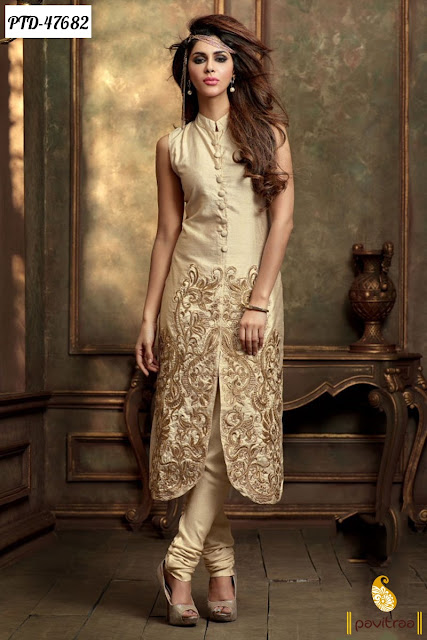 Diwali season special latest discount offer on cream chiffon anarkali salwar suit online shopping at pavitraa.in
