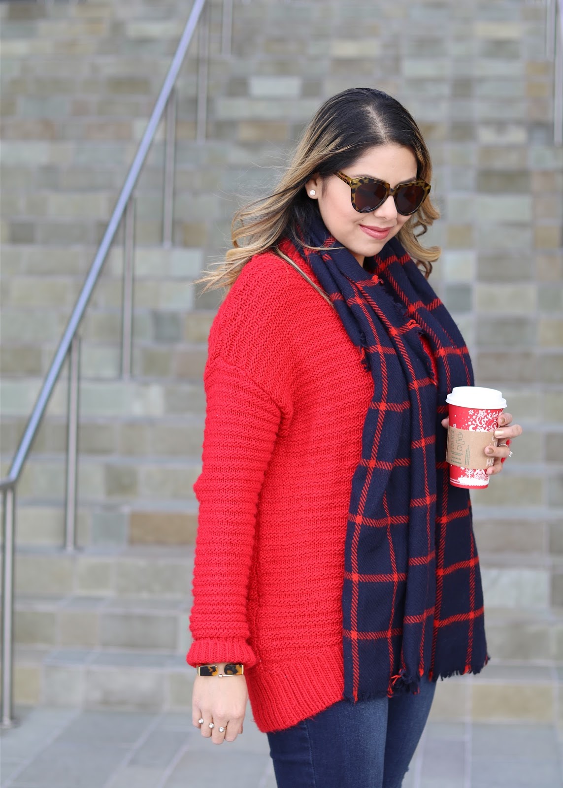 Red Knit Sweater Outfit - Lil bits of Chic