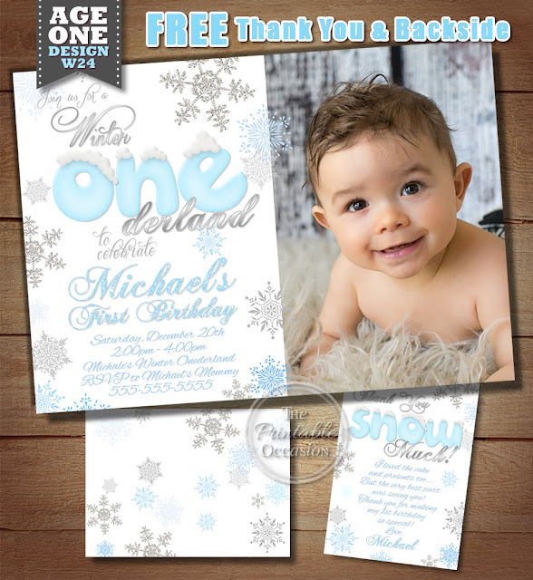 winter one derland birthday invitations