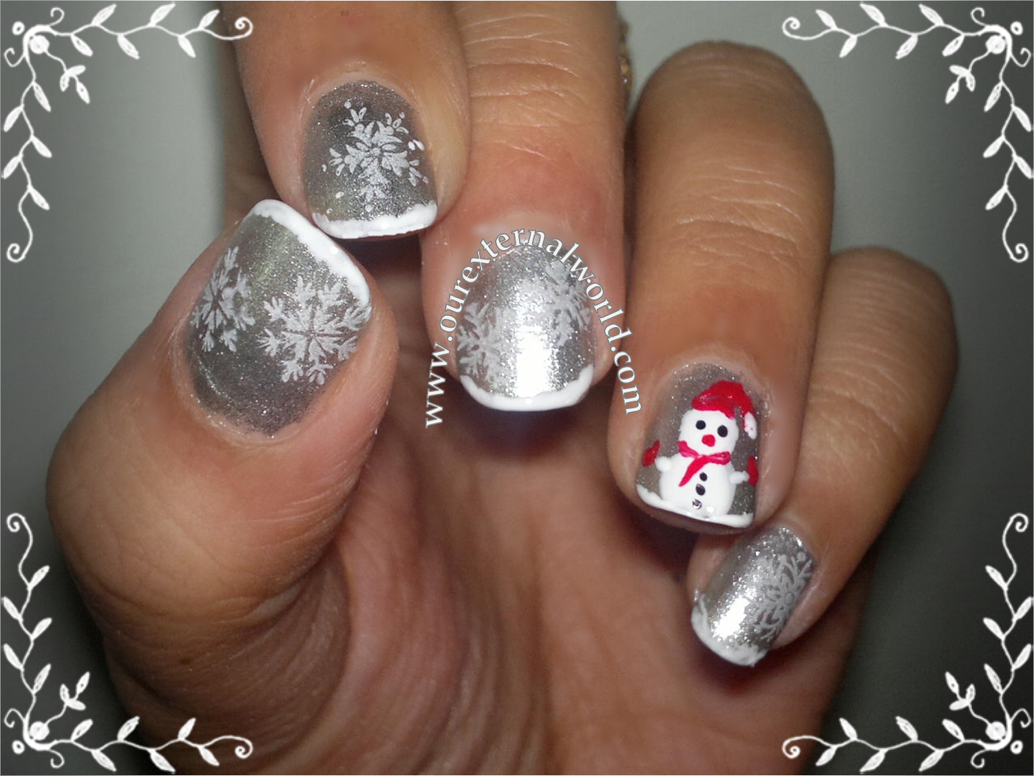 8. "Glittery Snowman Holiday Nail Art Design" - wide 5