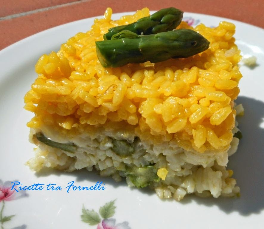 sformato di riso asparagi e zafferano con cuore filante di scamorza