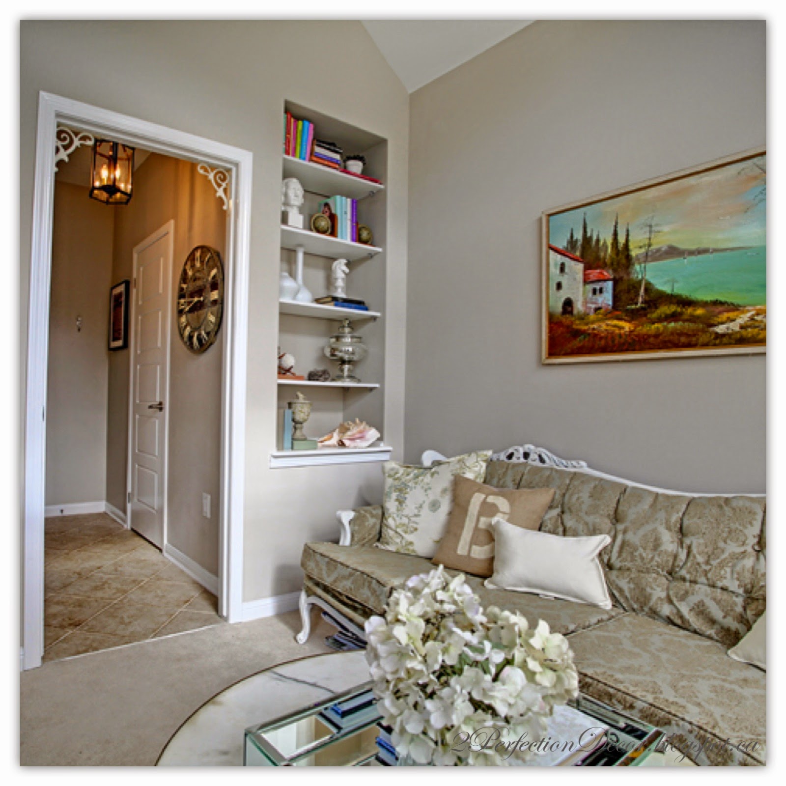 2Perfection Decor Drywall Picture Niche turned into DIY Shelving