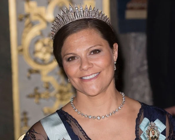 Queen Silvia of Sweden, Crown Princess Victoria of Sweden and Prince Daniel, Prince Carl Philip of Sweden attended the banquet held for Tunisian President Beji Caid Essebsi and wife Saida Caid Essebsi