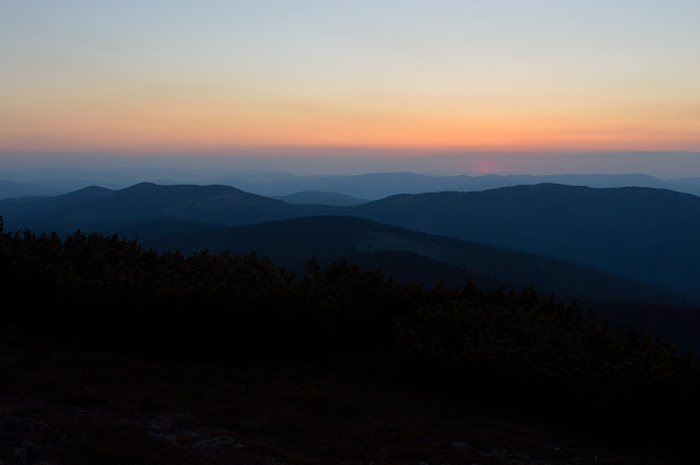 Sunset in the mountains. Alone with the nature on Pilsko, Poland DSC 0096