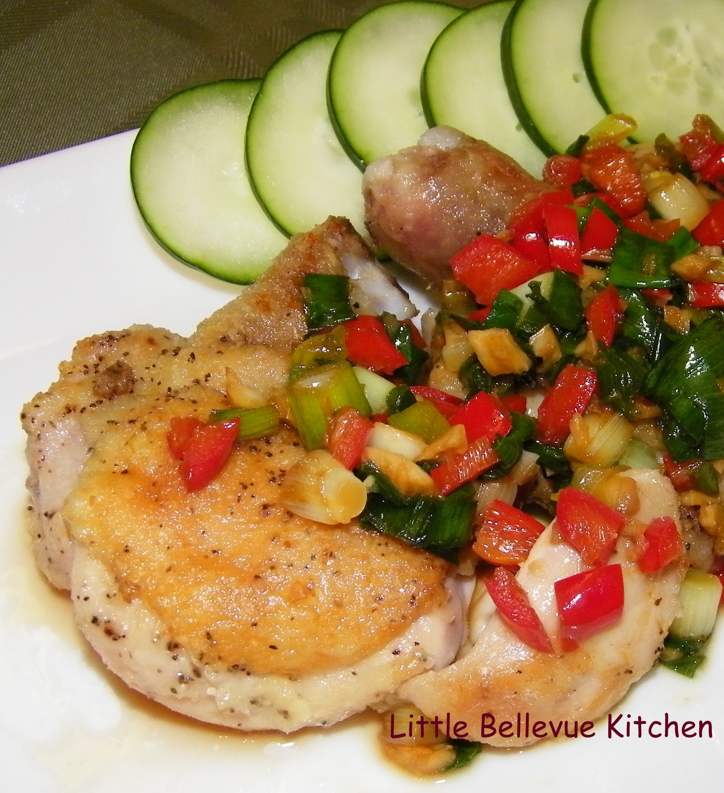 Little Bellevue Kitchen Pan Fried Chicken Drumstick with Garlic (脆皮蒜油鸡)