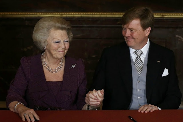 Crown Prince Willem-Alexander and his wife Crown Princess Maxima attend the meeting at the Royal Palace in Amsterdam 