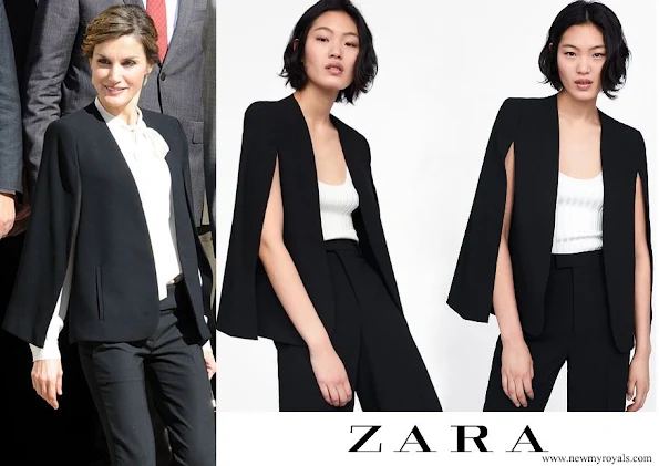 Queen Letizia wore Zara Cape style jacket