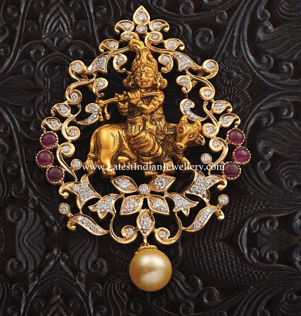 Diamond Krishna Pendant Latest Indian Jewellery Designs
