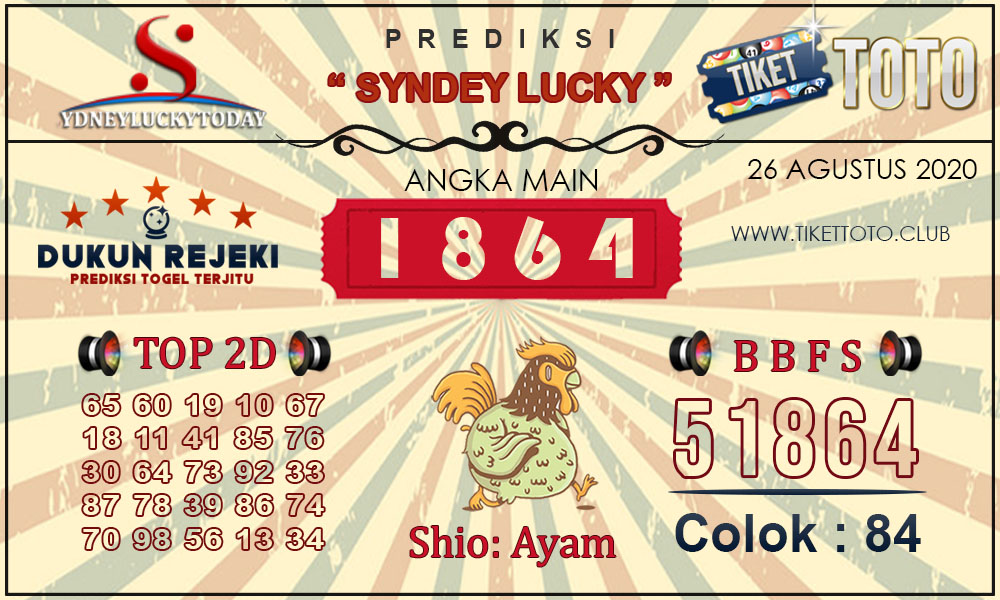 Prediksi Togel SYDNEY LUCKY TIKETTOTO 26 Agustus 2020