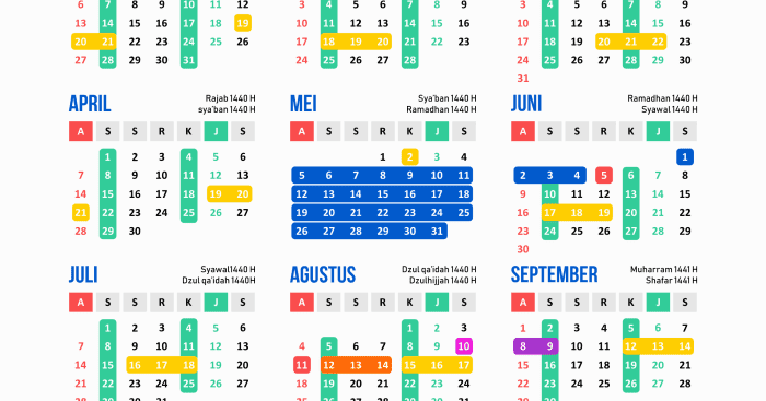Template Kalender Puasa Wajib dan Sunnah 2019 Lengkap - Jualdesainku