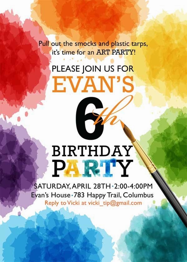 Bad habits of the artist world Art Palette Birthday Party Invitations