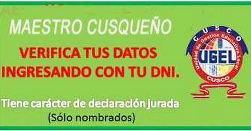 Docentes de la UGEL Cusco deben validar sus datos hasta el 2 de mayo - www.ugelcusco.com Docentes de la UGEL Cusco deben validar sus datos hasta el 2 de mayo - www.ugelcusco.com