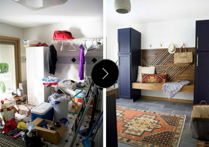 Antes y después de un cuarto de lavado multiusos