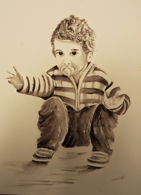 L'enfant Aquarelle 23x30