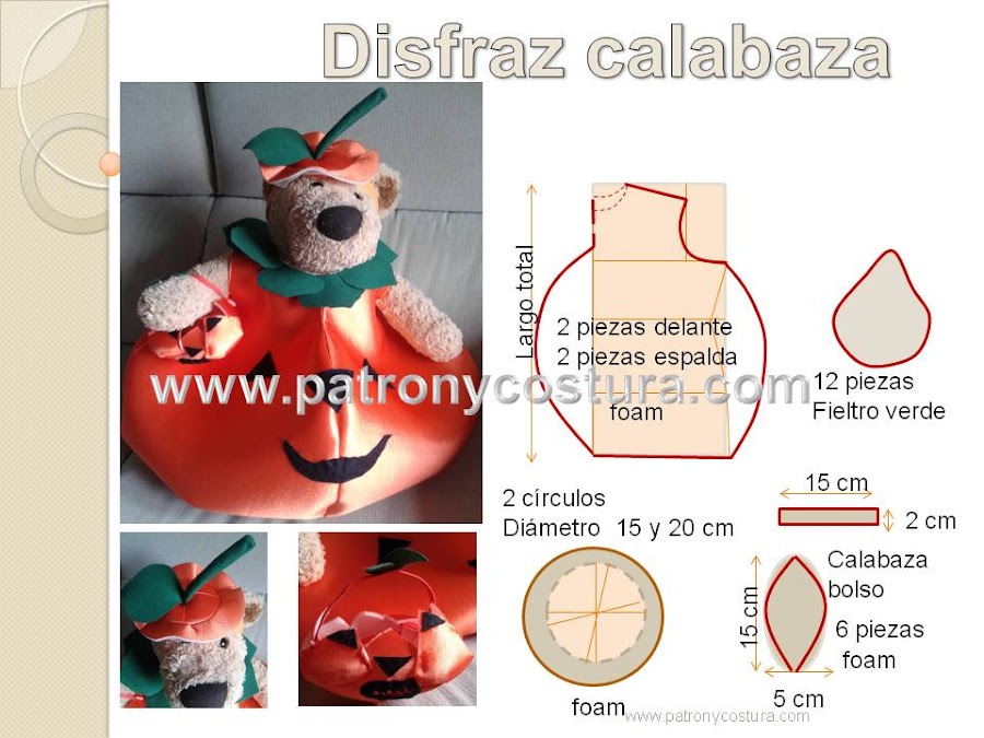 www.patronycostura.com/Disfraz calabaza DIY. Tema 188