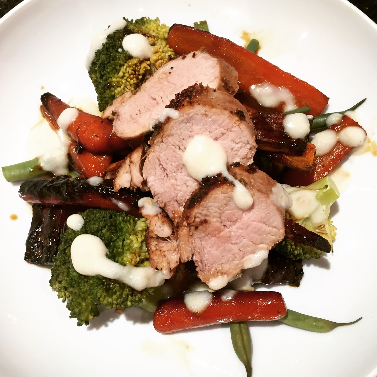 PanRoasted Pork Fillet with Ginger Apple Sauce and Glazed Veg