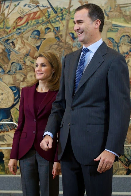 Prince Felipe and Princess Letizia of Spain attended several audiences at the Zarzuela Palace in Madrid.