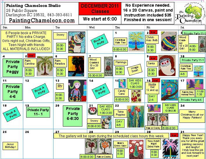 pee dee arts... Check out the December Calendar of Classes at the
