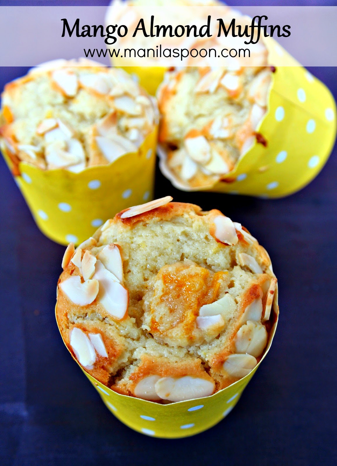 Moist and scrumptious MANGO ALMOND MUFFINS! I have made these a few times already for family and friends and they all love these!