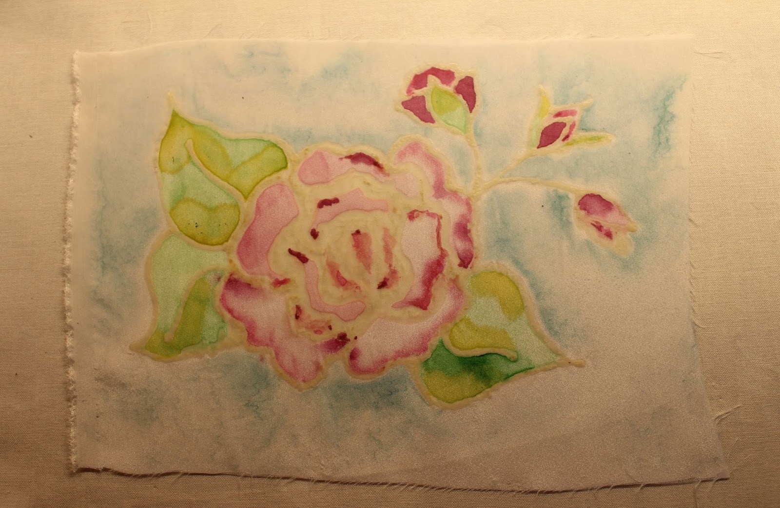 Pieces of A Quilter's Life A silk painted rose
