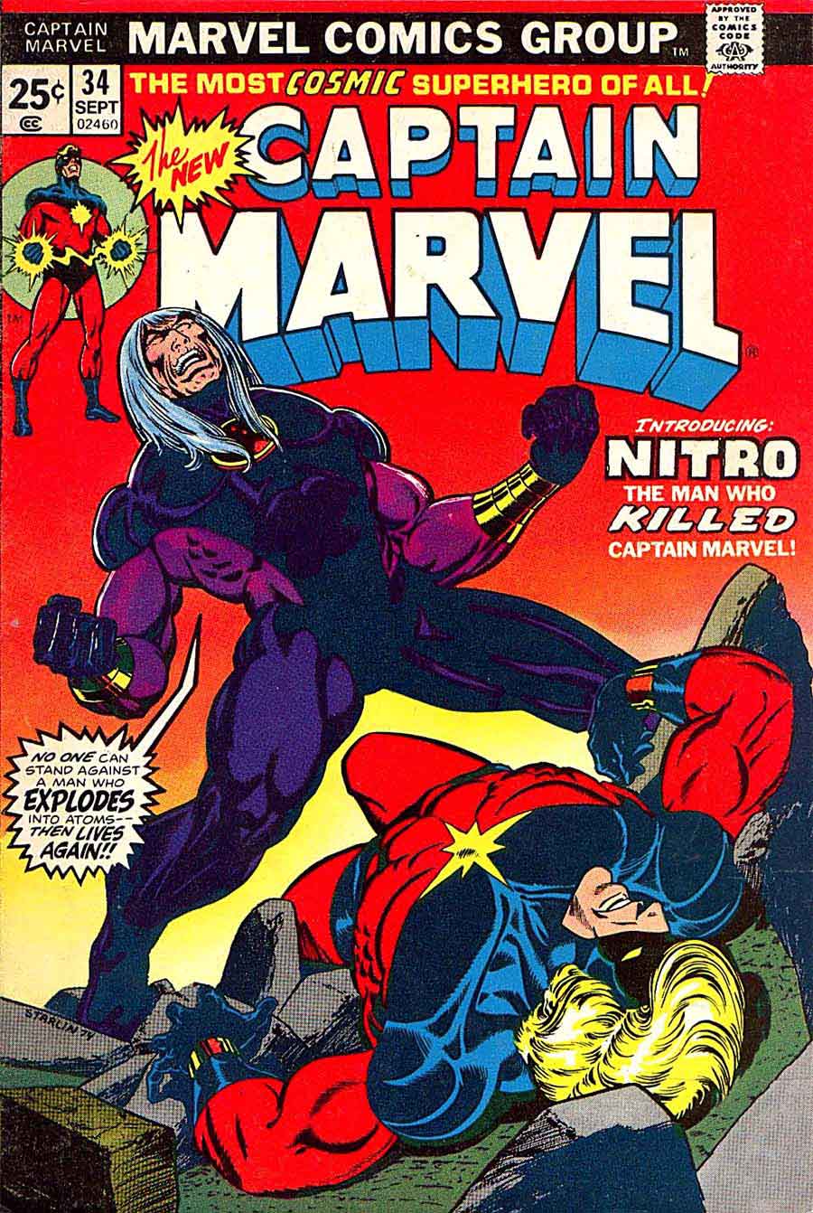 Captain Marvel #34 marvel 1970s bronze age comic book cover art by Jim Starlin