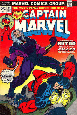 Captain Marvel #34 marvel 1970s bronze age comic book cover art by Jim Starlin