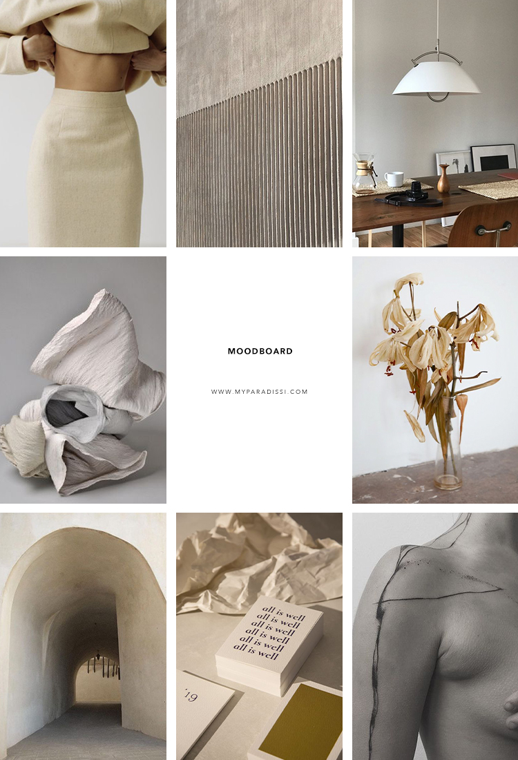 Inspiration moodboard curated by Eleni Psyllaki for My Paradissi