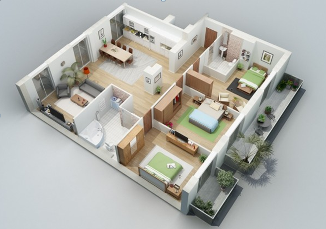 Desain Rumah Minimalis Modern 1 Lantai 3 Kamar Tidur  1001+ Desain 