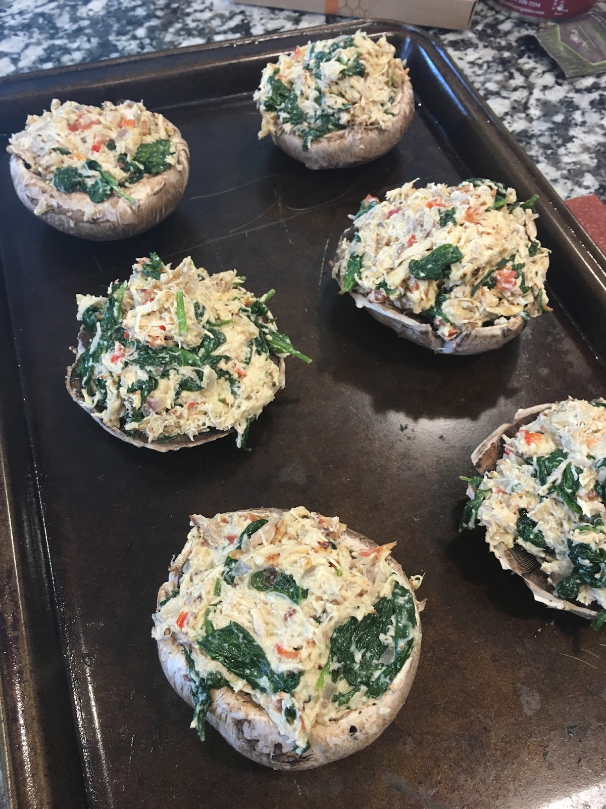 Little Chef Ashley Creamy Spinach & Chicken Stuffed Mushrooms