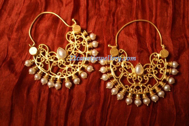 Kundan Hoops and Earrings with Pearls - Jewellery Designs