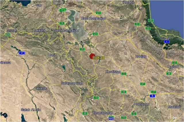 Map Attribute: Location of Kurdish attack on July 7 in the vicinity of Bukan City /Source: Google Maps