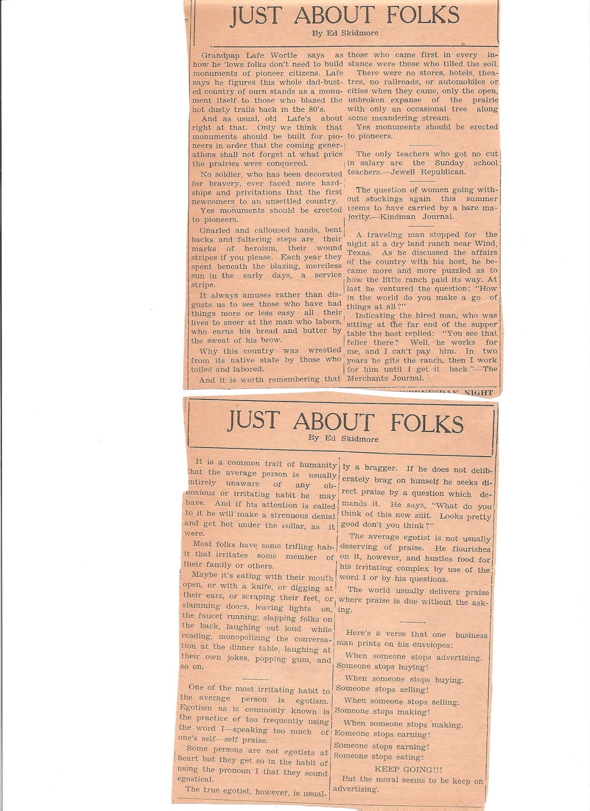 1930's Columbus Kansas Daily Advocate Newspaper