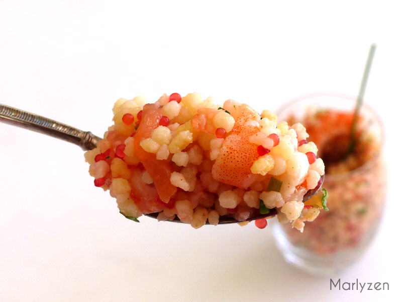 Salade de perles au saumon et aux crevettes