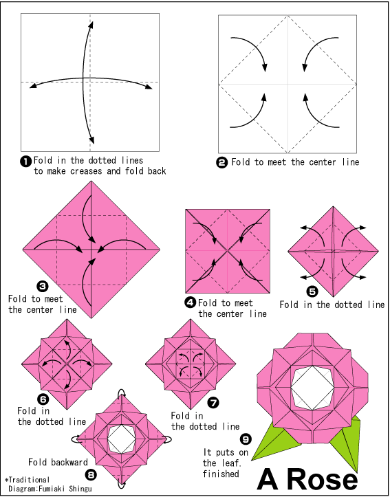 Rose Easy Origami instructions For Kids