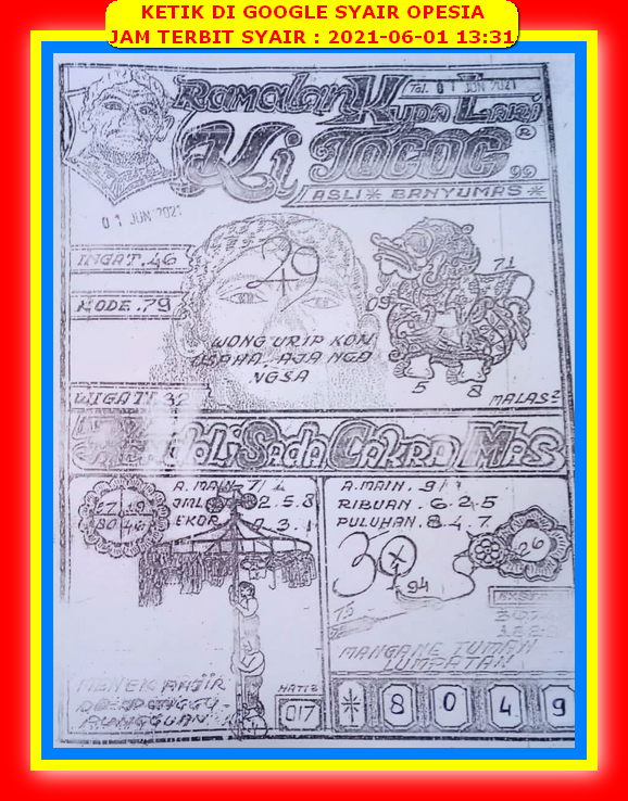 Kode Syair Hongkong 1 Juni 2021 Forum Syair Togel Hongkong Singapura Sydney