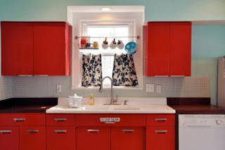 red kitchen cabinets picture
