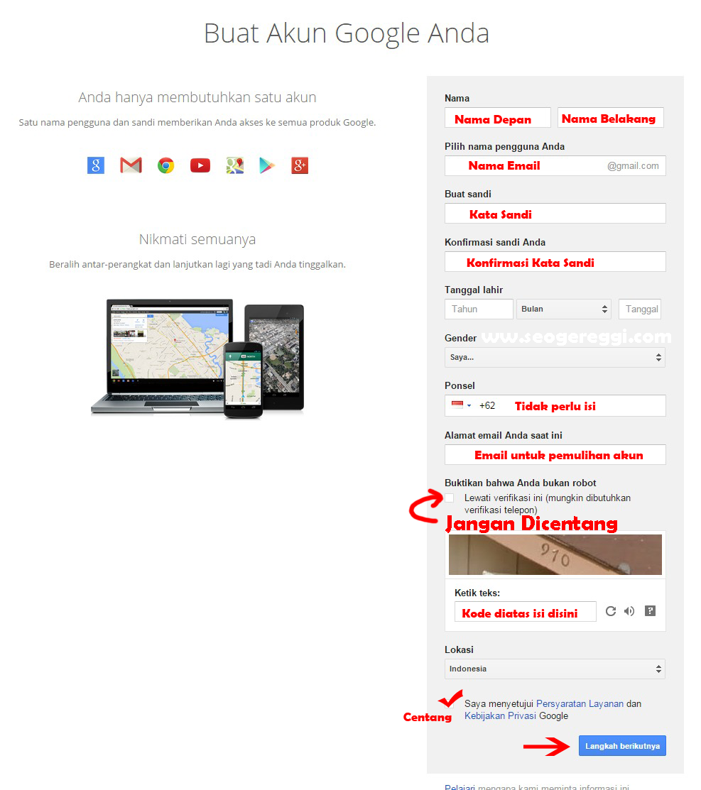 Membuat Akun Gmail Google Tanpa Verifikasi Nomor Handphone