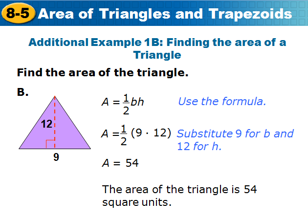 Area of triangles and Trapezoids