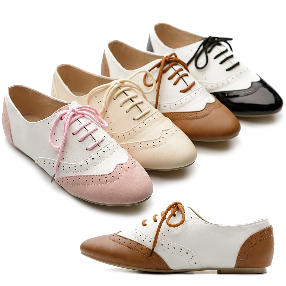 Shoecafe24.com: Women's Classic Dress Oxfords Low Flats Heels Lace Up ...