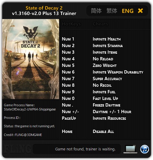 State of Decay 2 GAME TRAINER v33 +13 Trainer - download