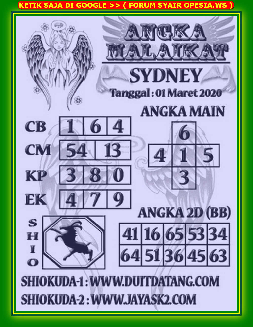 1 New Message Kode Syair Sydney 1 Maret 2020 Forum Syair Togel Hongkong Singapura Sydney