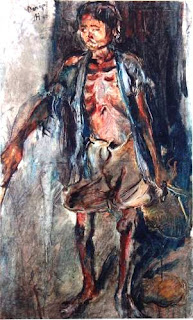 Lukisan Karya Affandi dengan Tema Oerip (Blind Boy) Lukisan Karya Affandi dengan Tema Oerip (Blind Boy) _ Medium: Canvas, Oil paint _ Tahun Pembuatan: 1946 _ Dimensi Karya: cm x 63 cm x 107 cm _ Deskripsi: Foto karya berasal dari buku "Affandi Vol I,II,III", koleksi Perpustakaan IVAA.