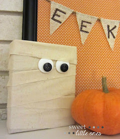 DIY Halloween Decor: Wood Block Mummy   www.sweetlittleonesblog.com
